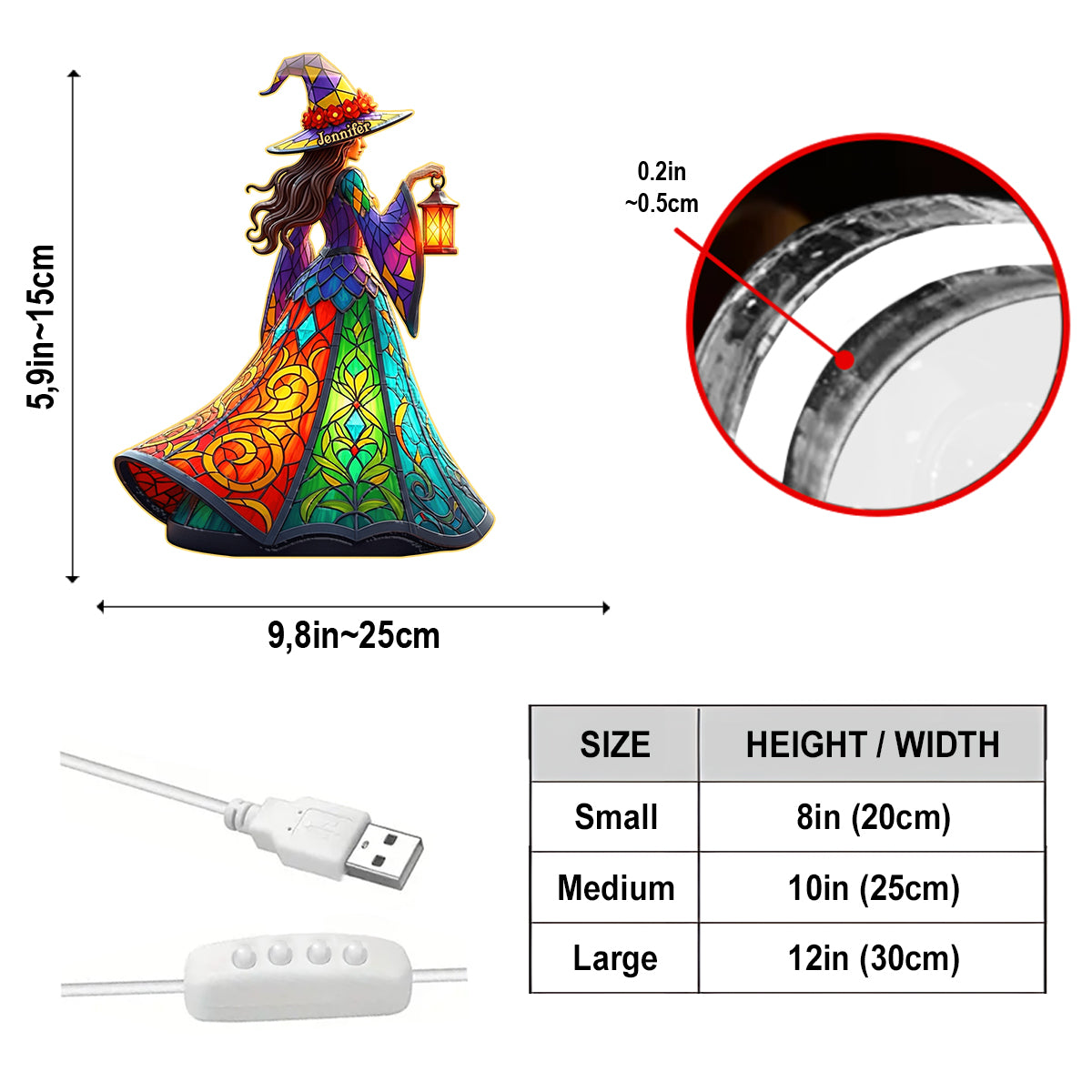 Beautiful Witch - Personalized Witch Acrylic LED Night Light