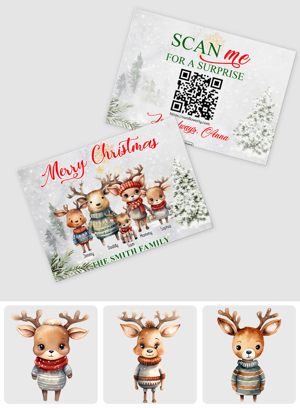 Merry Christmas Reindeer - Personalized QR Greeting Card