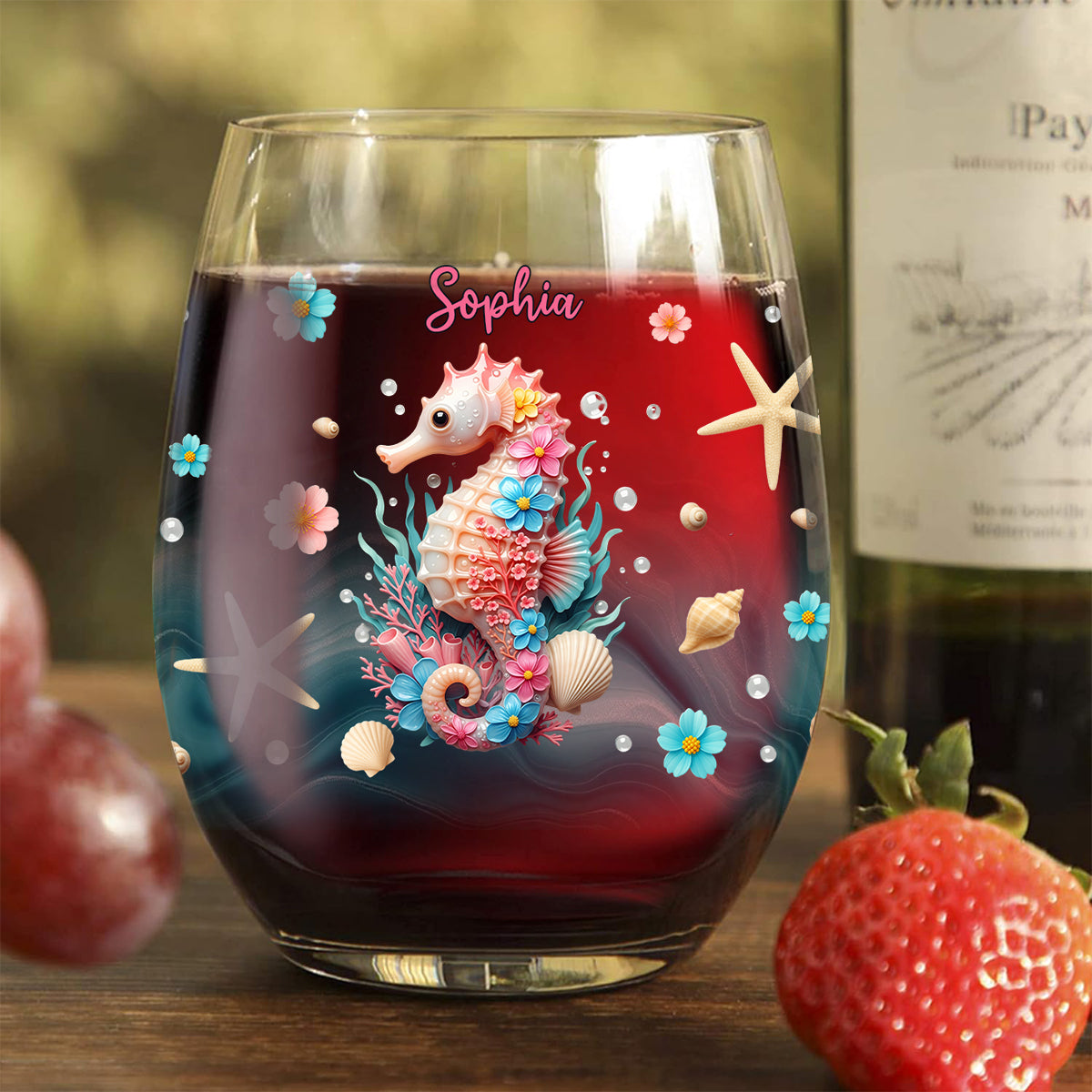The Beach Is Calling - Personalized Sea Lover All Over Wine Glass