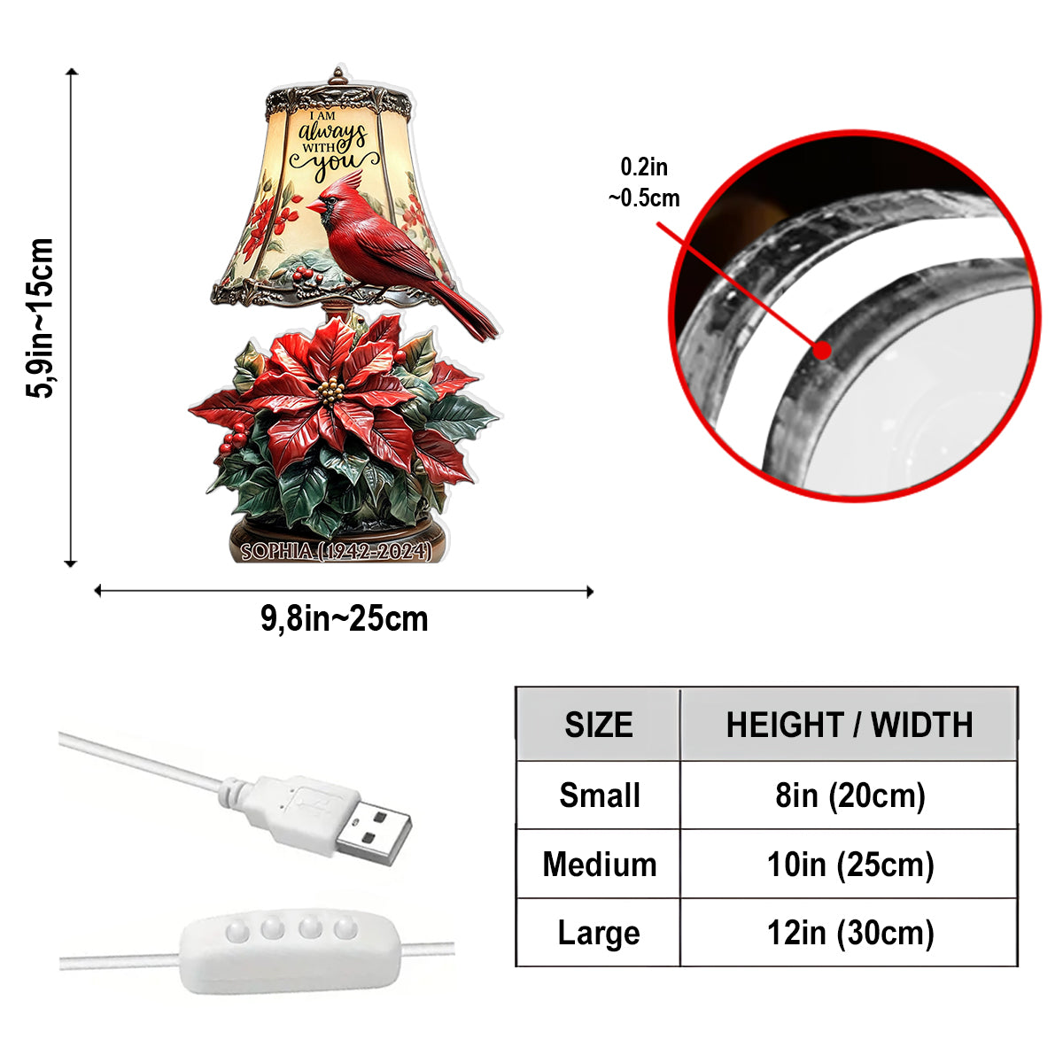 I'am Always With You - Personalized Memorial Acrylic LED Night Light