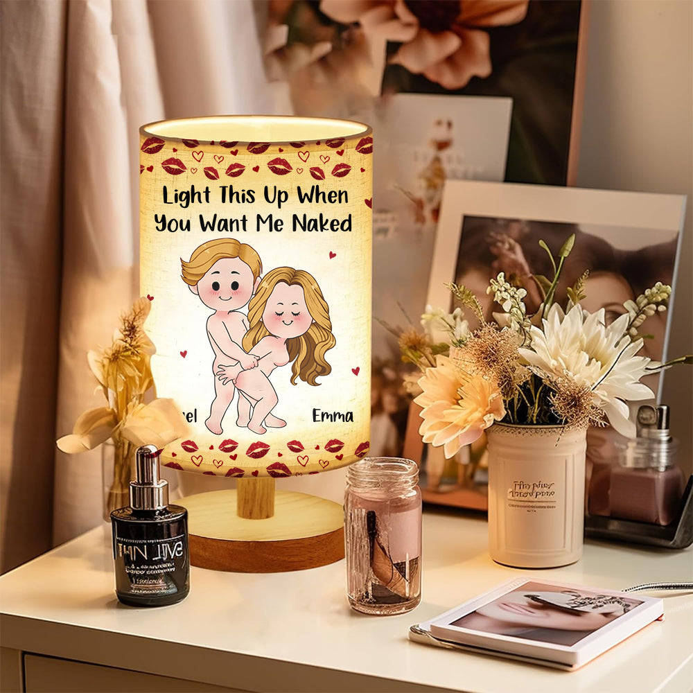 Funny Naughty Gift For Husband/ Wife/ Boyfriend/ Girlfriend... - Personalized Couple Tableside Lamp With Wood Base