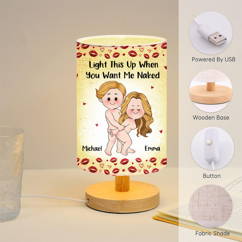 Funny Naughty Gift For Husband/ Wife/ Boyfriend/ Girlfriend... - Personalized Couple Tableside Lamp With Wood Base