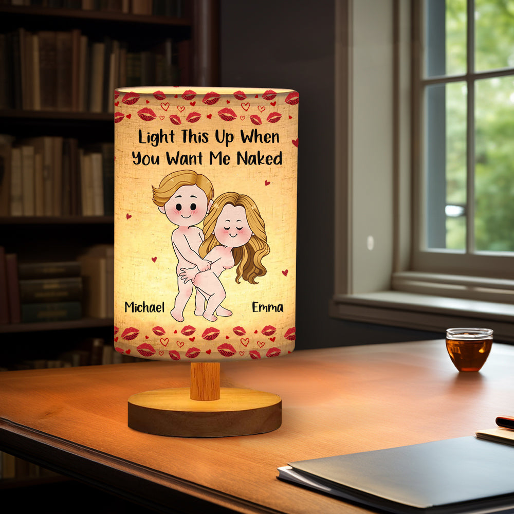 Funny Naughty Gift For Husband/ Wife/ Boyfriend/ Girlfriend... - Personalized Couple Tableside Lamp With Wood Base
