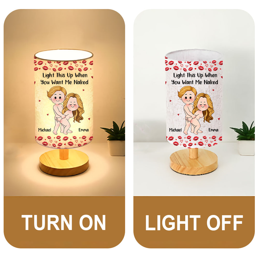 Funny Naughty Gift For Husband/ Wife/ Boyfriend/ Girlfriend... - Personalized Couple Tableside Lamp With Wood Base