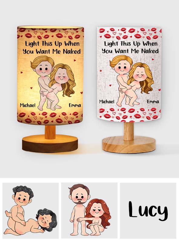 Funny Naughty Gift For Husband/ Wife/ Boyfriend/ Girlfriend... - Personalized Couple Tableside Lamp With Wood Base