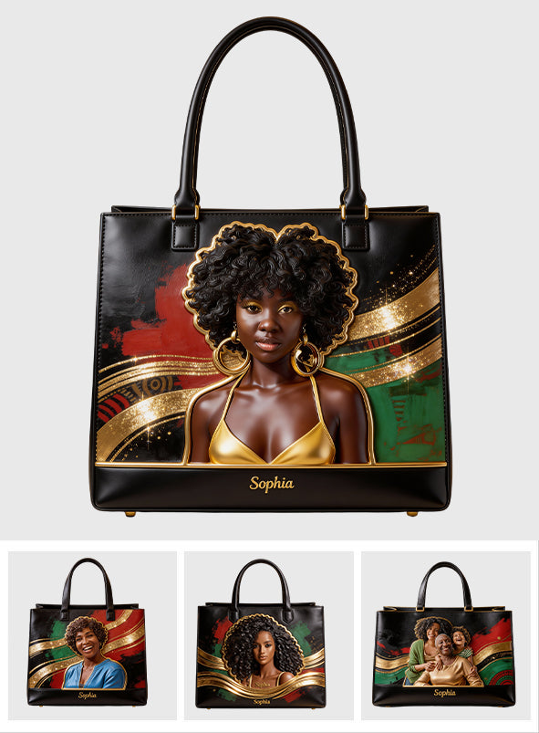 Fierté des femmes noires - Sac à main personnalisé en cuir afro-américain