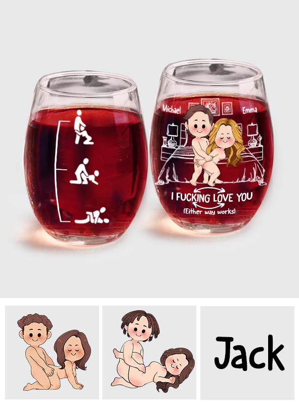 Naughty Couple - Personalized Couple All Over Wine Glass