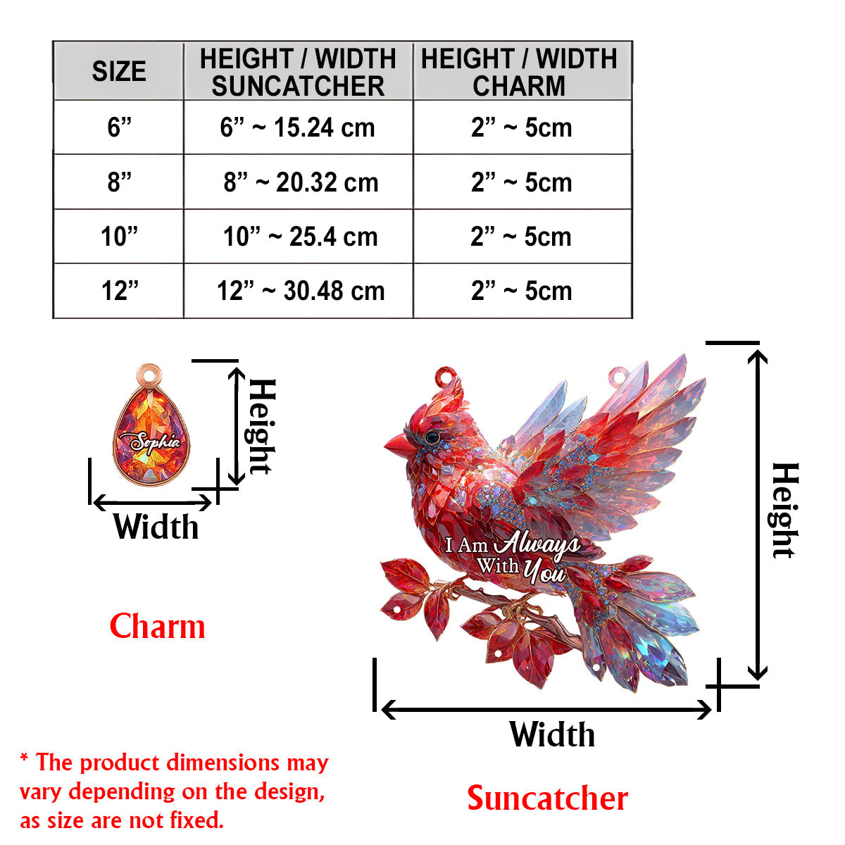 I Am Always With You - Personalized Memorial Window Hanging Suncatcher With Custom Charms