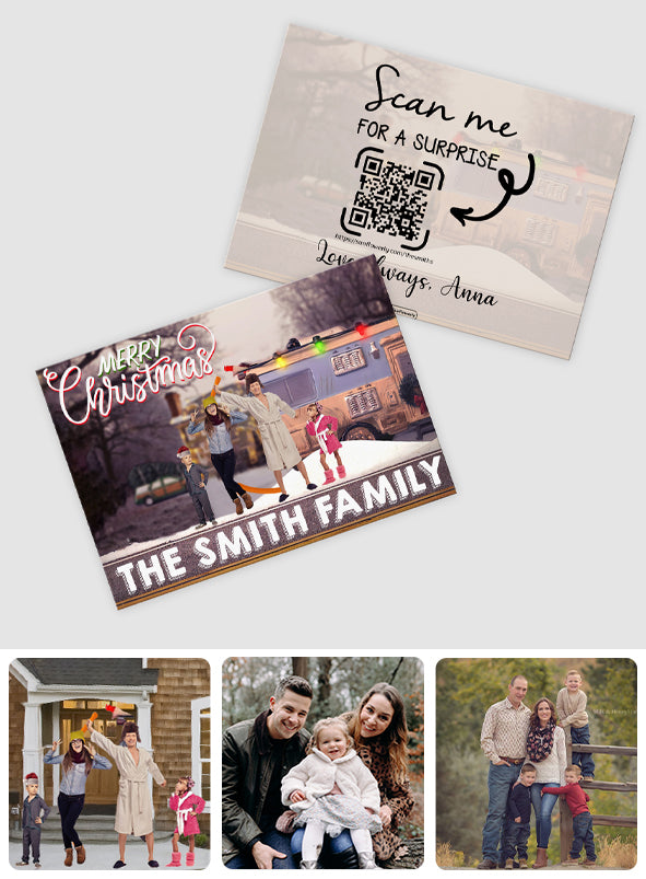 Merry Christmas Photo Custom - Personalized QR Greeting Card