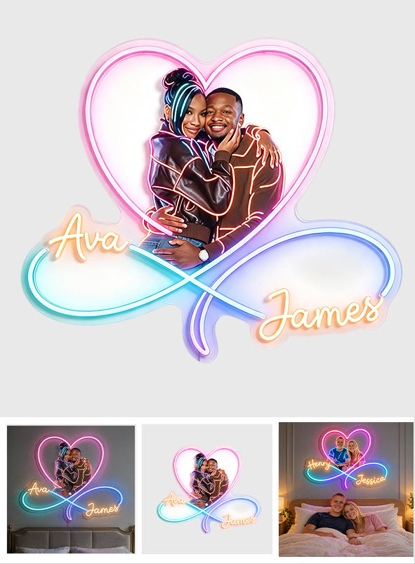 Love You Infinite, Bedroom Decoration - Personalized Couple Neon LED Light Sign