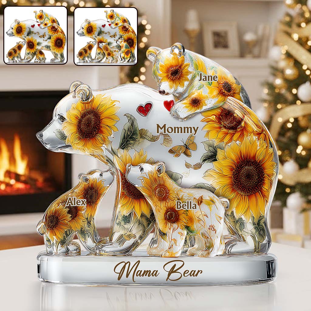 Mama Bear - Personalized Mother Custom Shaped Acrylic Plaque