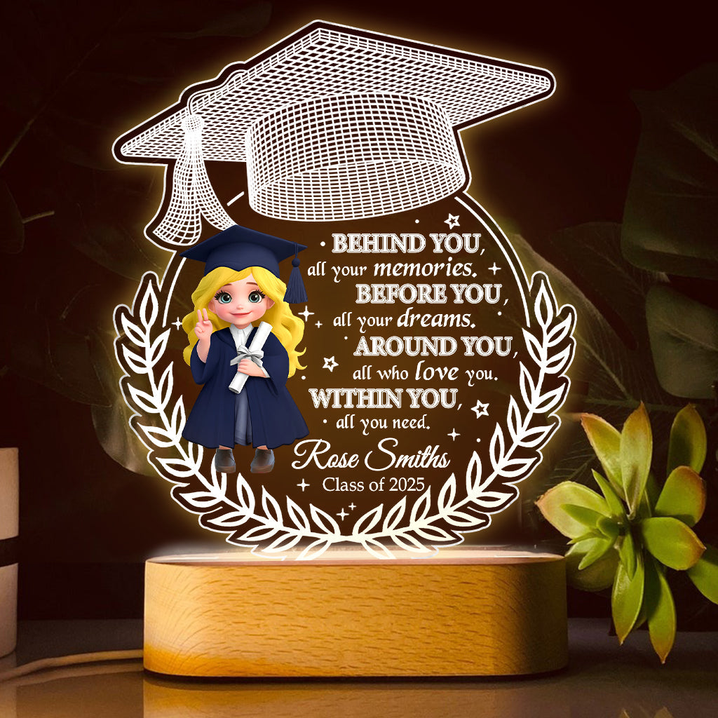 We Proud Of You - Personalized Graduation Shaped Plaque Light Base