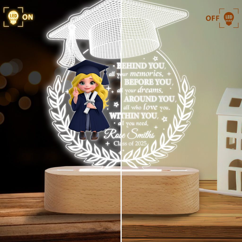 We Proud Of You - Personalized Graduation Shaped Plaque Light Base