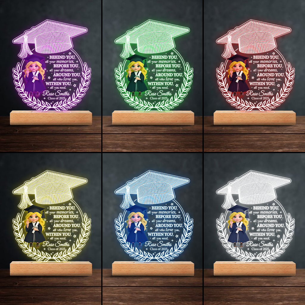 We Proud Of You - Personalized Graduation Shaped Plaque Light Base