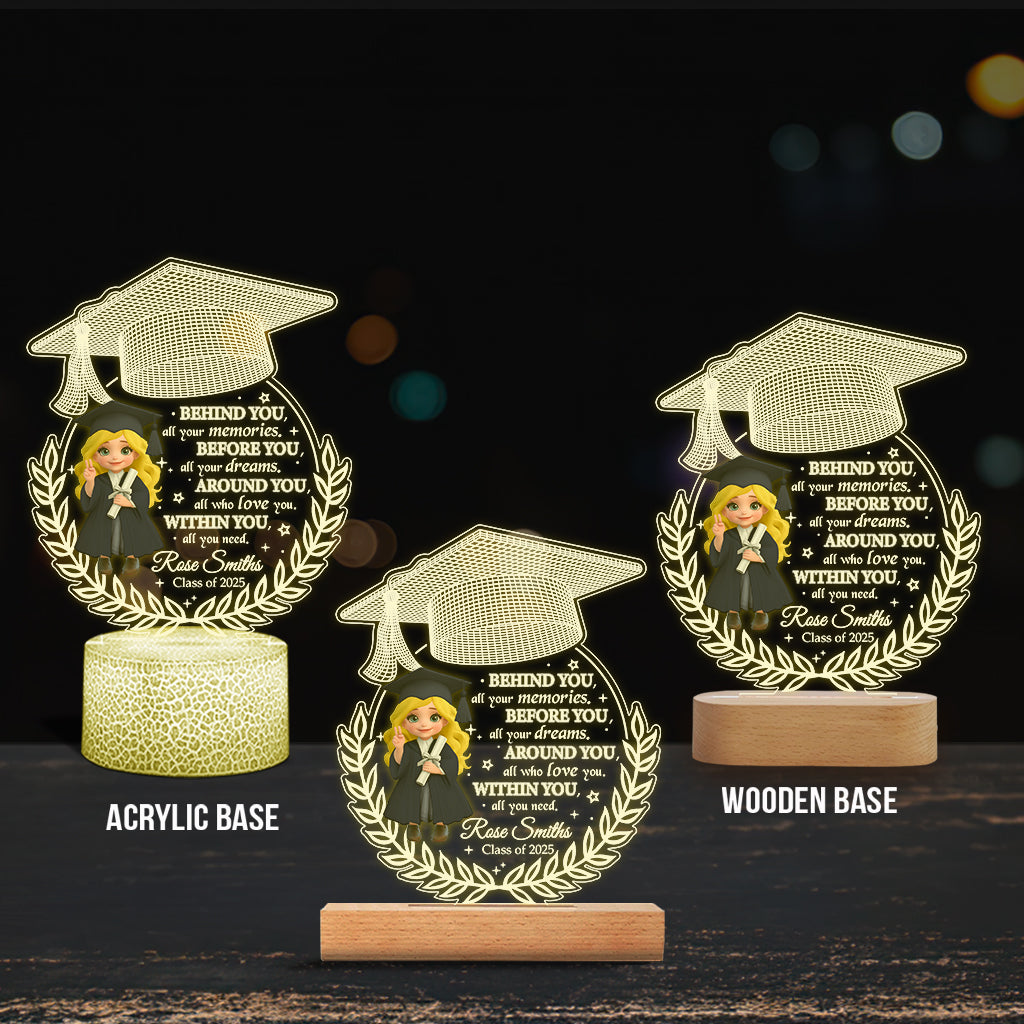 We Proud Of You - Personalized Graduation Shaped Plaque Light Base