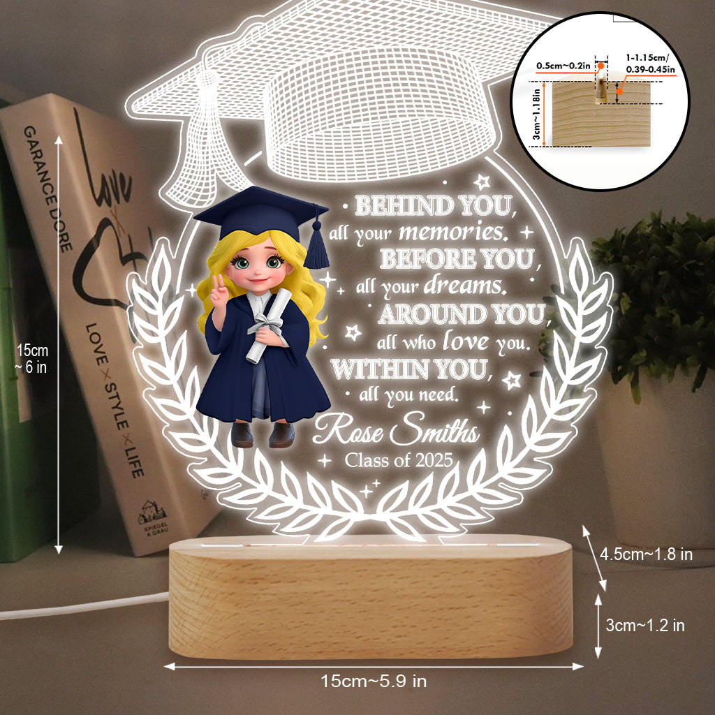 We Proud Of You - Personalized Graduation Shaped Plaque Light Base
