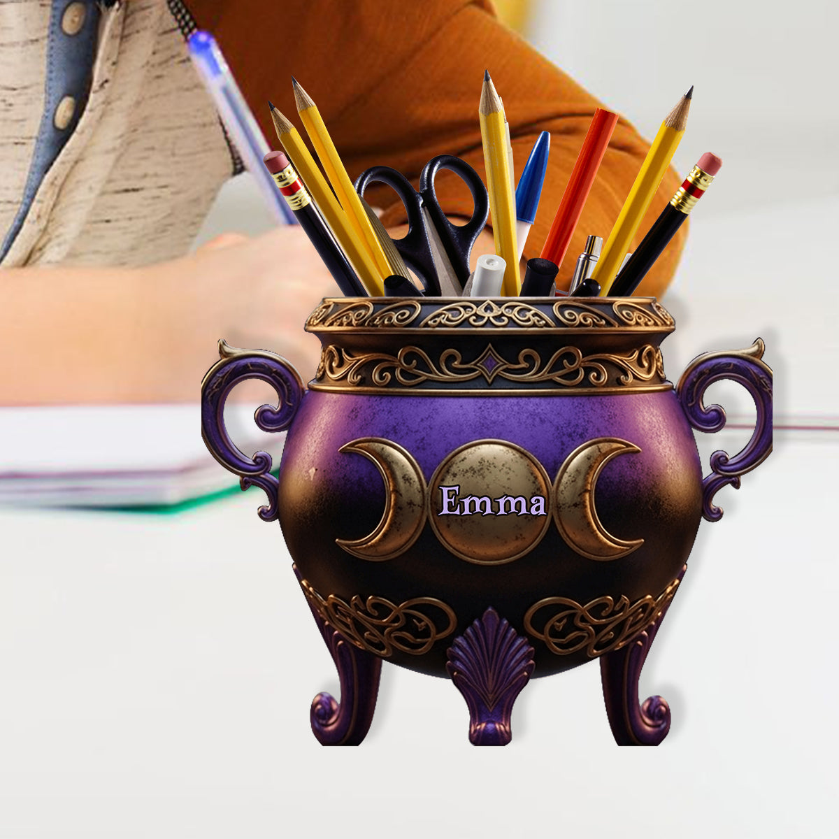 Witch Cauldron - Personalized Witch Wooden Pen Holder