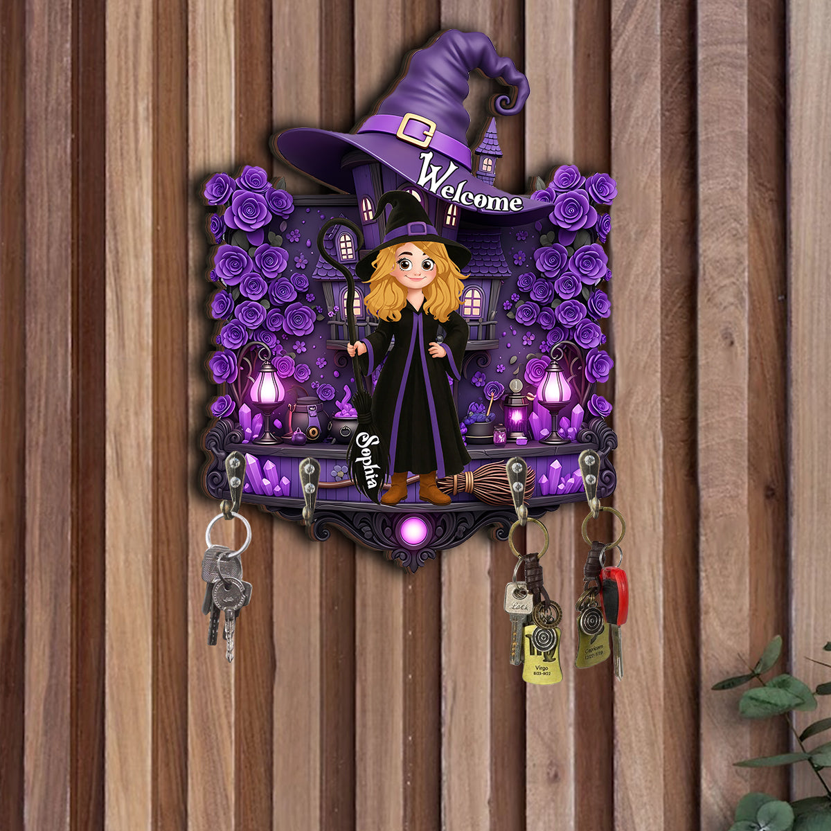 Welcome To The Witch House - Personalized Witch Custom Shaped Key Rack