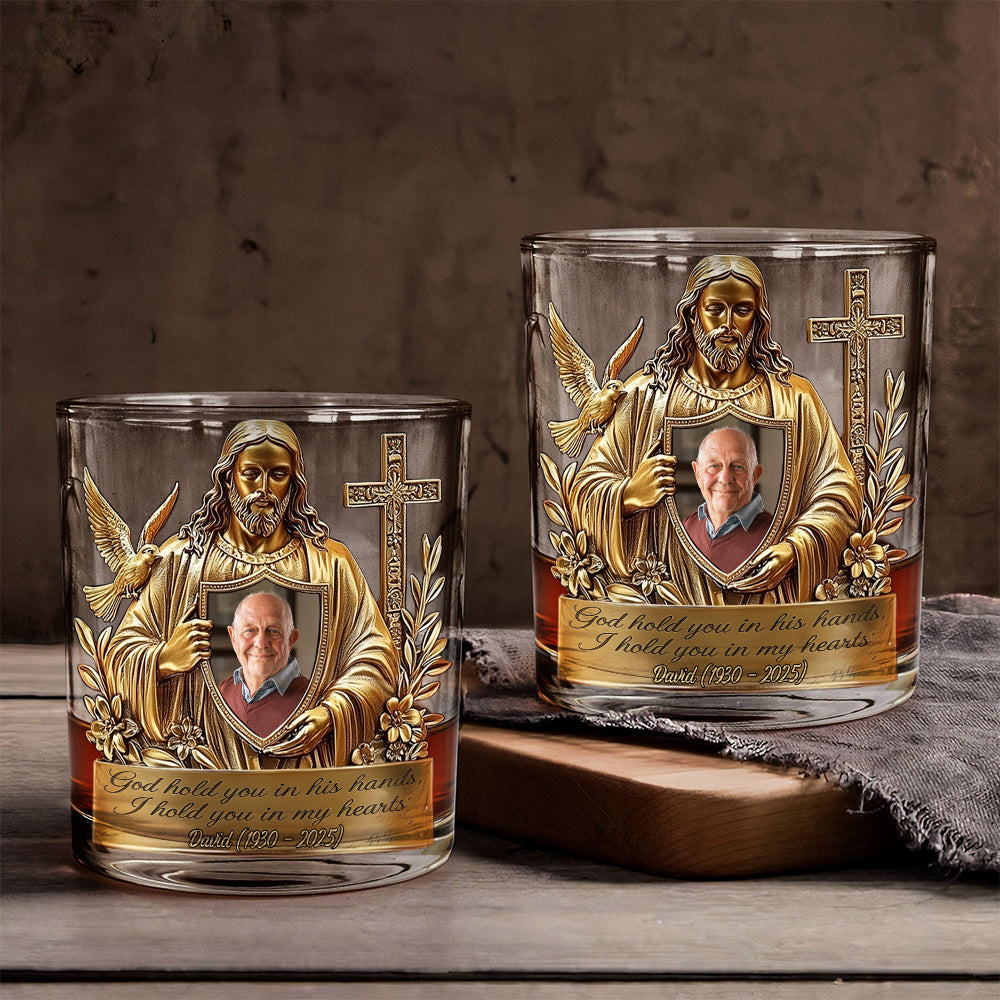 Always In The Arms Of God - Personalized Memorial Whiskey Glass