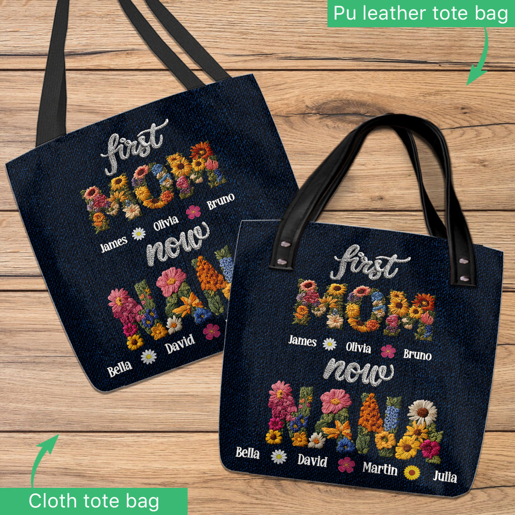 First Mom Now Grandma - Personalized Grandma Tote Bag