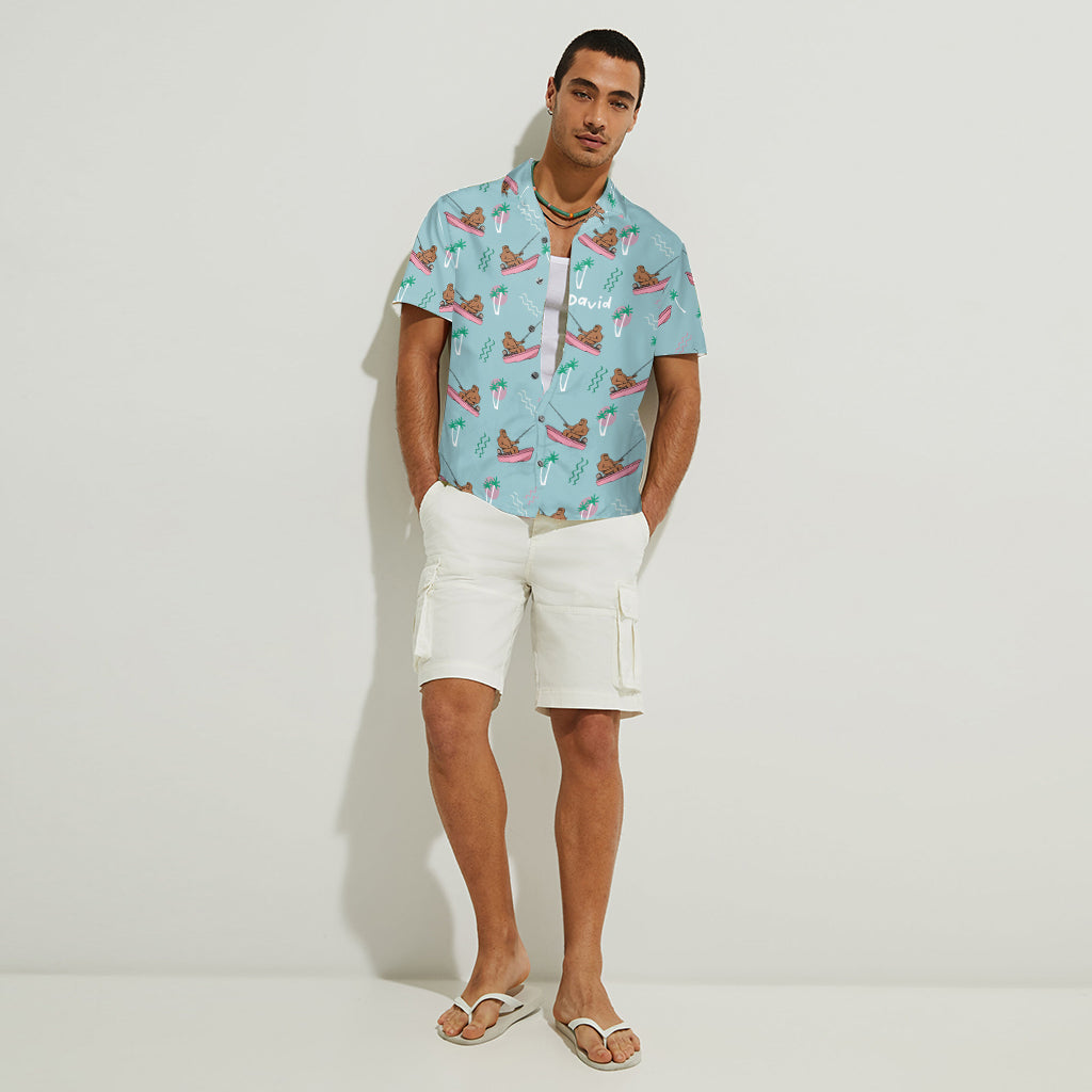 Funny Bigfoot Fishing Shirt - Personalized Fishing Hawaiian Shirt