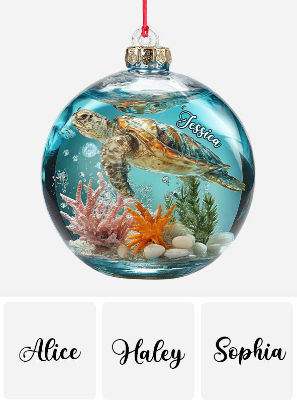 Magnifique tortue - Ornement transparent personnalisé en forme de tortue