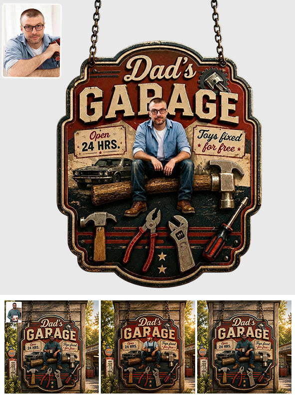 Vaters Garage - Personalisierte Metalltafel für Väter
