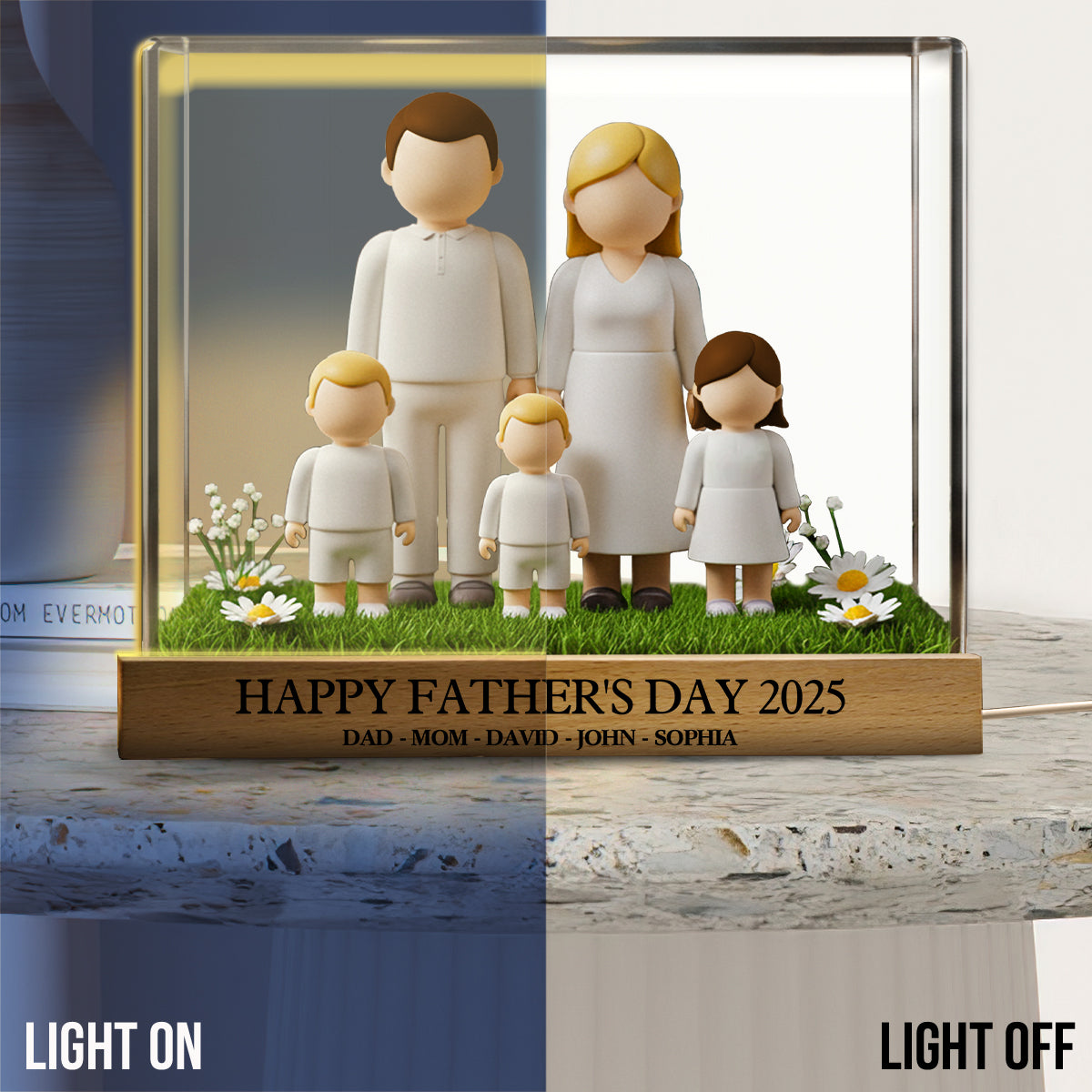 Happy Father's Day 2025 - Personalized Family Shaped Led Night Light