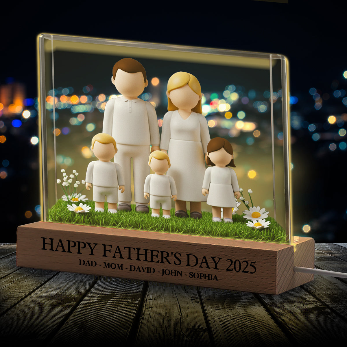 Happy Father's Day 2025 - Personalized Family Shaped Led Night Light