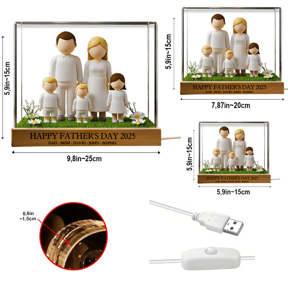 Happy Father's Day 2025 - Personalized Family Shaped Led Night Light