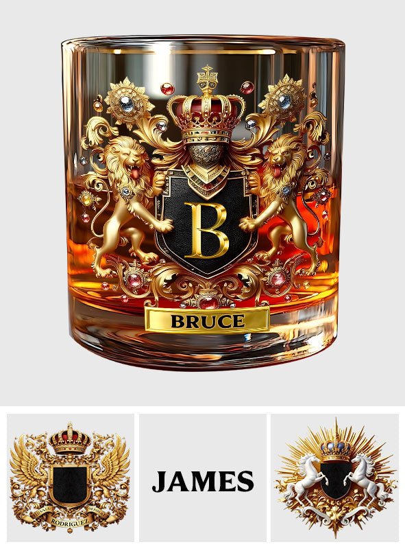 Verre à whisky personnalisé avec blason Lion/Aigle/Cheval