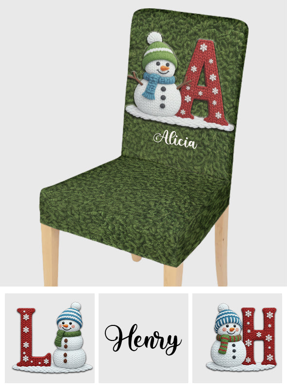 Ensemble de housses de chaises personnalisées pour toute la famille - Alphabet Bonhomme de neige