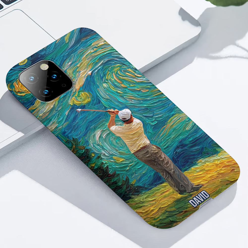 Golfing Under Starry Night - Personalized Golf Full Print Phone Case