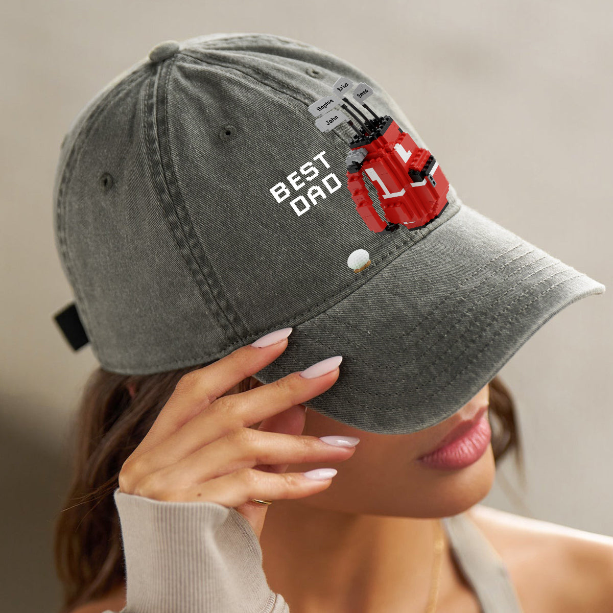 Best Dad By Par - Personalized Golf Washed Denim Cap
