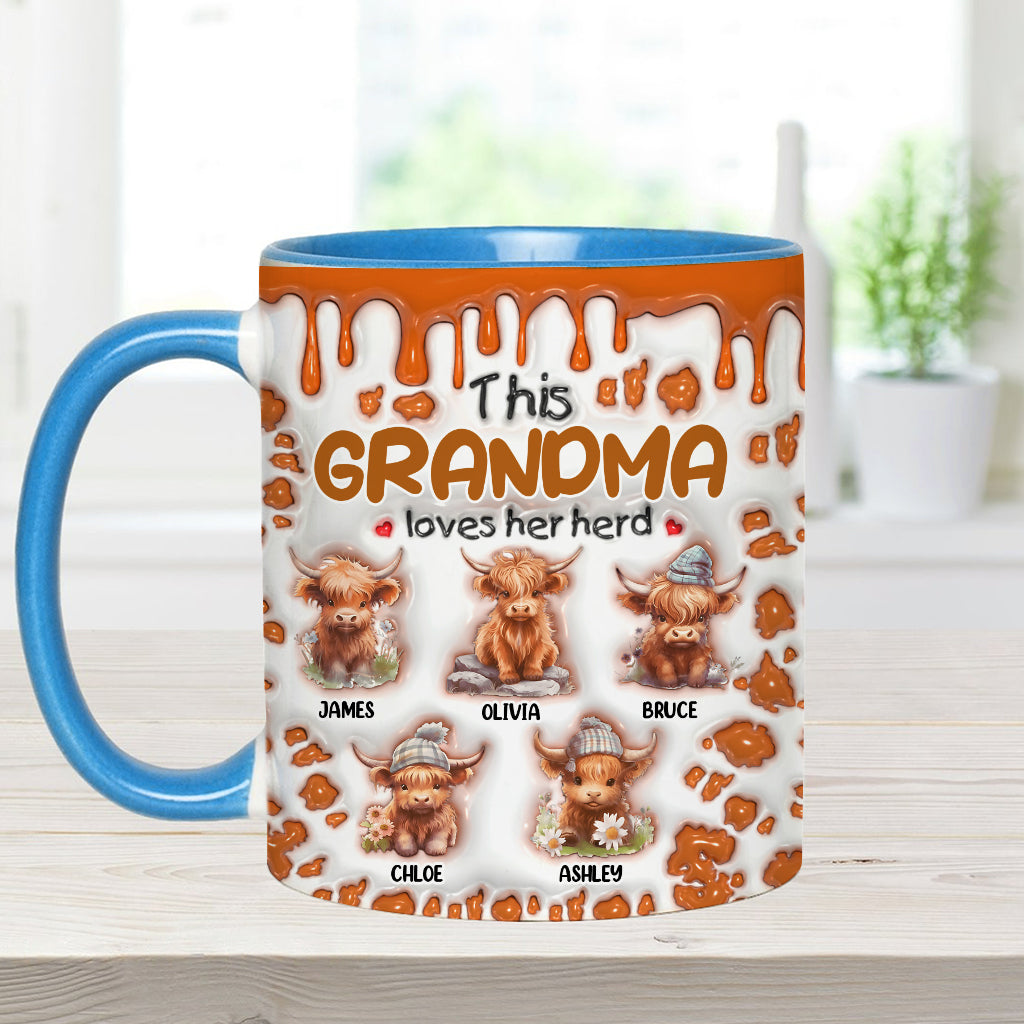 This Grandma Loves Her Herd - Personalized Grandma Accent Mug