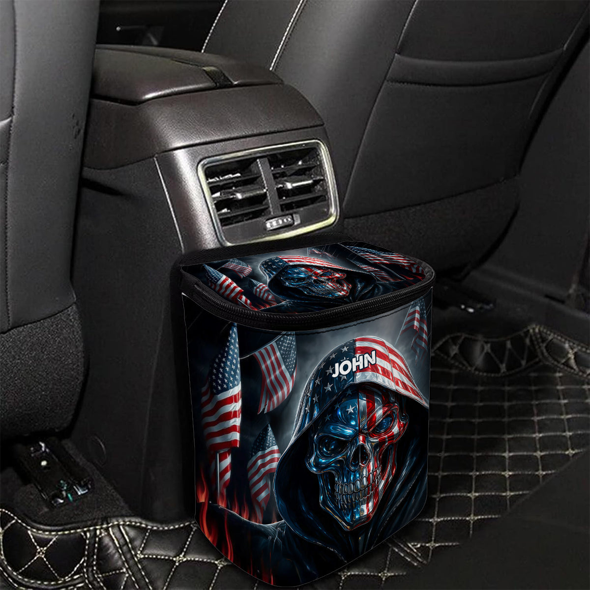 Patriotic Skull - Personalized Skull Portable Car Trash Can/ Organizer