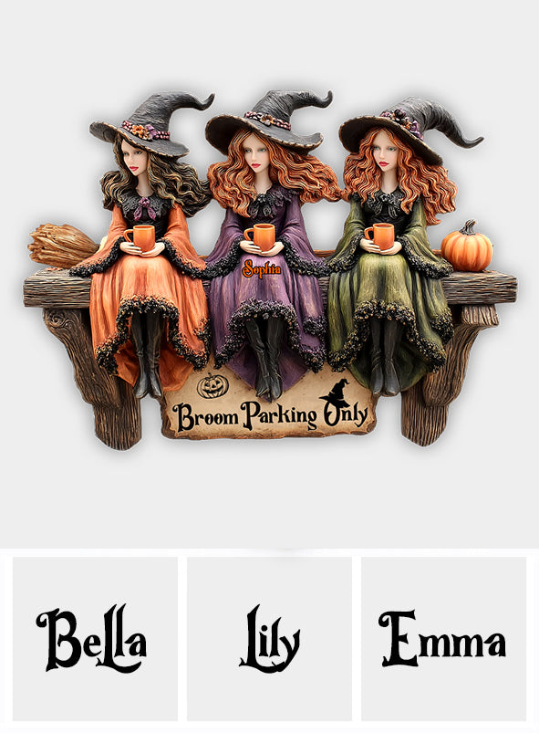 Bloom Parking - Personalized Witch Custom Shaped Wood Sign