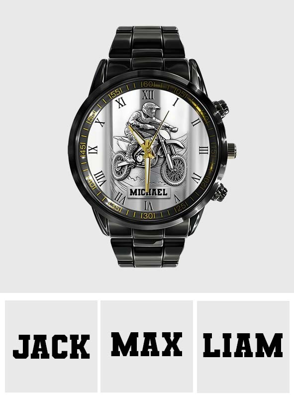 Metallische Dirtbike-/Motocross-Uhr – personalisierte Dirtbike-Handuhr