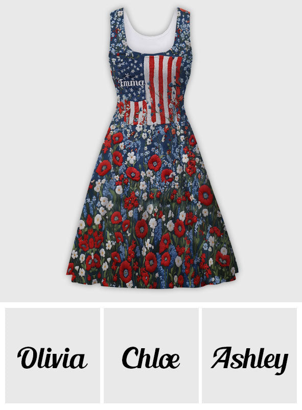 Robe sans manches personnalisée rouge, blanche et sauvage pour la fête de l'Indépendance/le 4 juillet