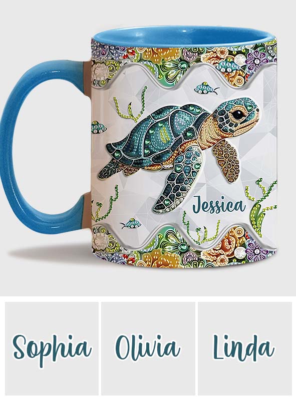 Einfach ein Mädchen, das Schildkröten liebt – personalisierte Tasse mit Schildkrötenmotiv
