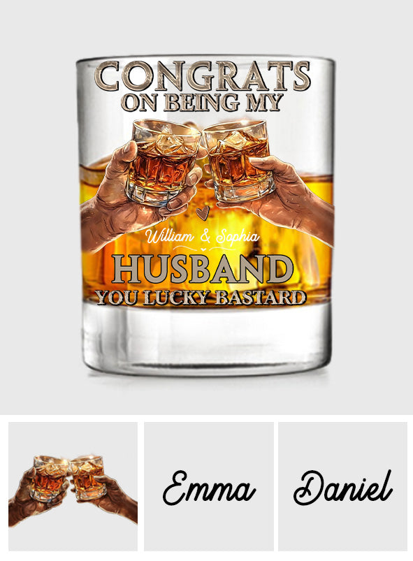Congrats On Being My Husband - Personalized Couple Whiskey Glass
