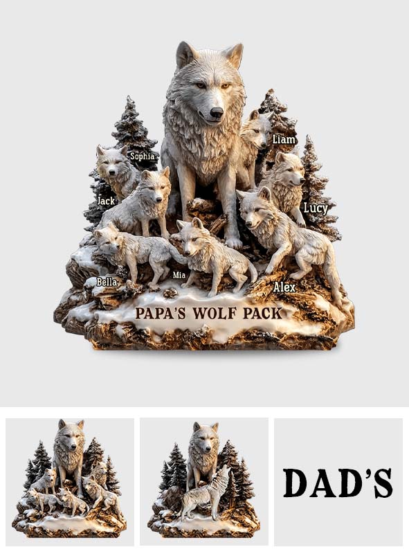 Papa's Wolf - Personalized Father Custom Shaped Acrylic Plaque