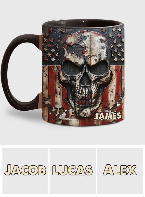 Patriotischer Totenkopf-Liebhaber – Personalisierte Tasse mit Totenkopf-Akzent