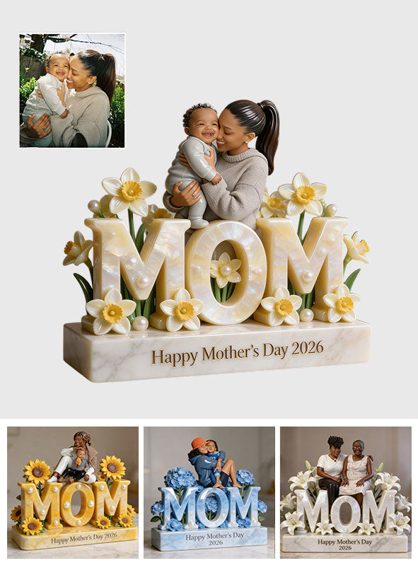 Individuelles Muttertagsgeschenk für Mama/Oma, personalisierte Acrylplakette in Wunschform mit Blumenmotiv