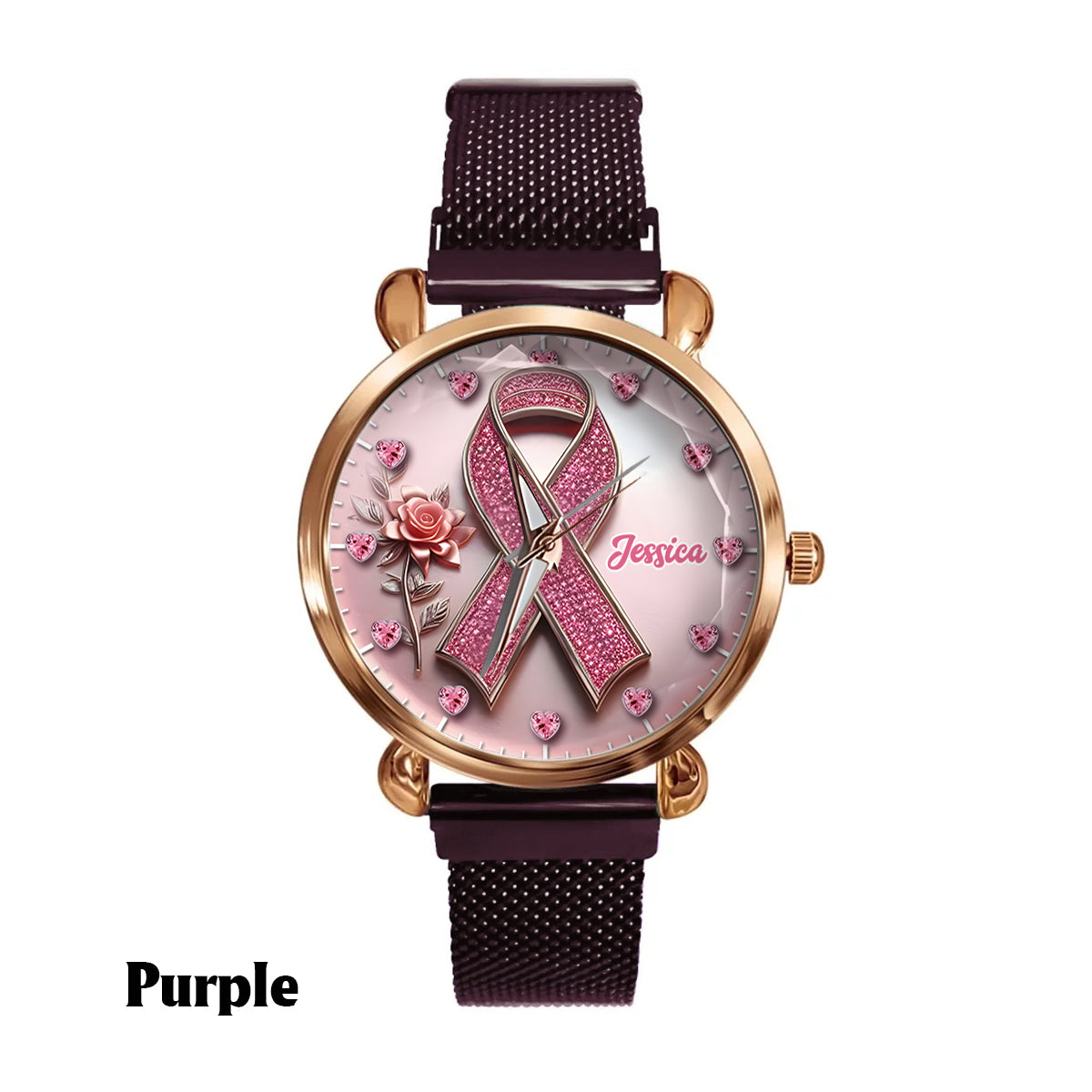Faith Hope Love - Personalized Breast Cancer Awareness Women Hand Watch