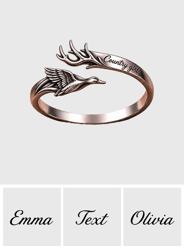 Country Girl Hunting Partners For Life - Personalized Hunting Adjustable Shaped Ring