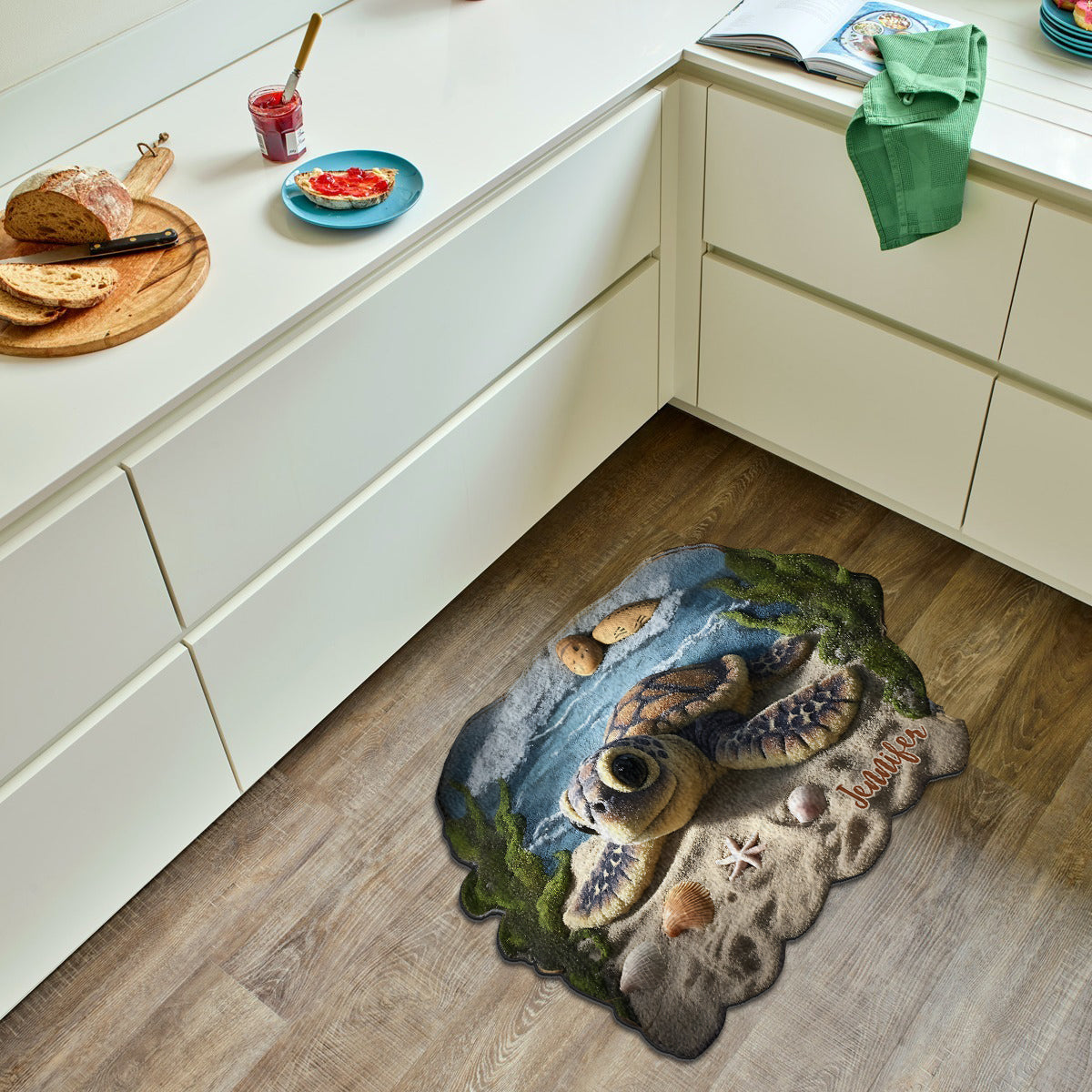 Sea You Soon - Personalized Turtle Non-Slip Tufted Rug
