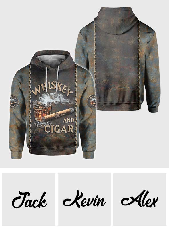 Whisky et cigares - T-shirt personnalisé avec motif whisky intégral