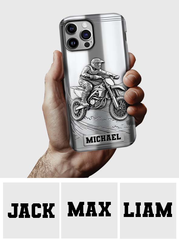 Handyhülle mit Metallic-Motiv (Dirtbike/Motocross) – Personalisierte Dirtbike-Handyhülle mit Vollbilddruck