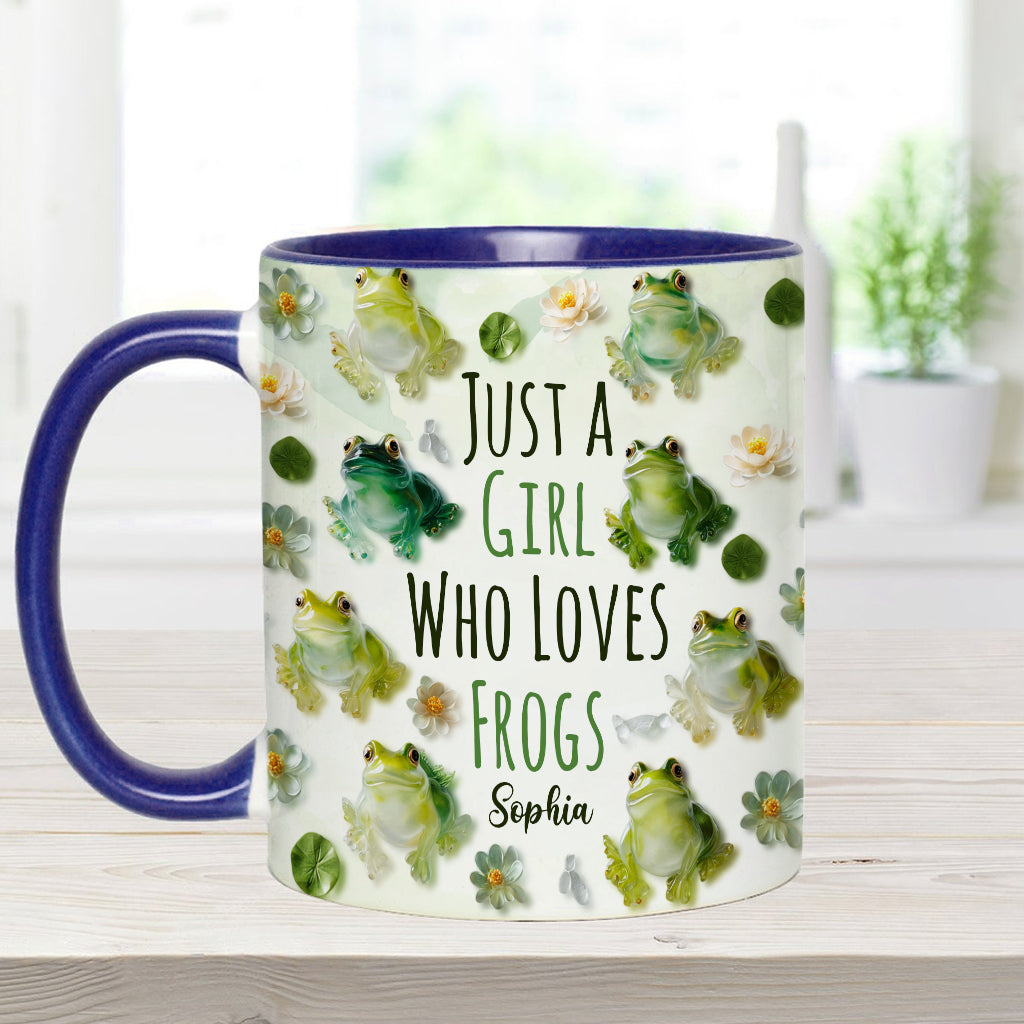 Just A Girl Who Loves Frogs - Personalized Frog Accent Mug